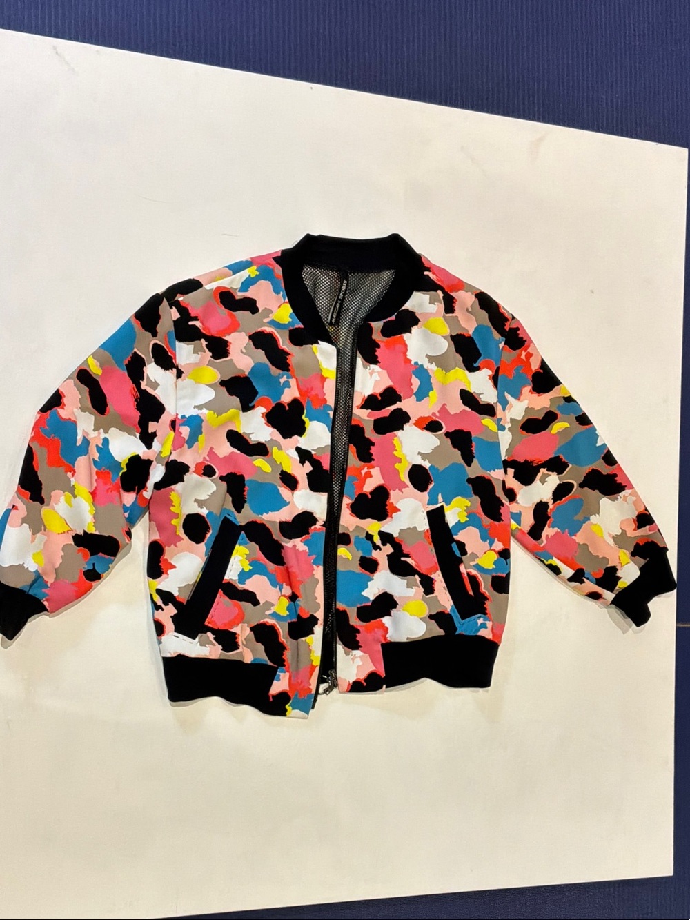 Marc Cain Multi-Color Abstract Print Bomber Jacket